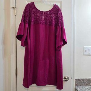 Boutique By JCP Pink Lace Shift Dress Flutter Sleeve Spanish Rose